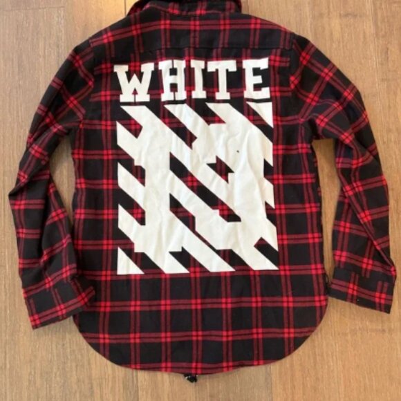 Off-White Red and Black Flannel Large - Picture 2 of 6